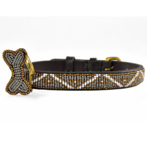 HUNDEHALSBÅND Skinny Kabaka mist  | Håndlavet halsbånd med perler